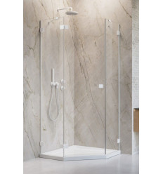 Kabina pięciokątna 80x80 Essenza Pro White PTJ Radaway (10100000-04-01L + 10100100-01-01)