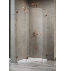 Kabina pięciokątna 100x100 Essenza Pro Brushed Copper PTJ Radaway (10100000-93-01L + 10100300-01-01)