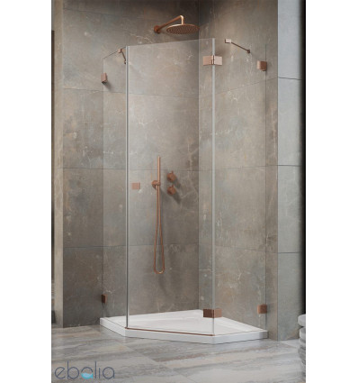 Kabina pięciokątna 100x100 Essenza Pro Brushed Copper PTJ Radaway (10100000-93-01R + 10100300-01-01)