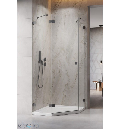 Kabina pięciokątna 100x100 Essenza Pro Brushed GunMetal PTJ Radaway (10100000-92-01L + 10100300-01-01)