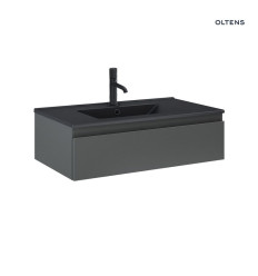 Zestaw umywalka z szafką 80 cm czarny mat/grafit mat Vernal Oltens (68007400)