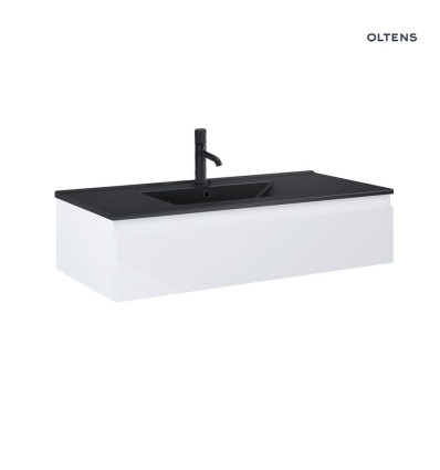 Zestaw umywalka z szafką 100 cm czarny mat/biały połysk Vernal Oltens (68009000)