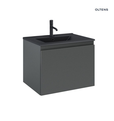 Zestaw umywalka z szafką 60 cm czarny mat/grafit mat Vernal Oltens (68013400)