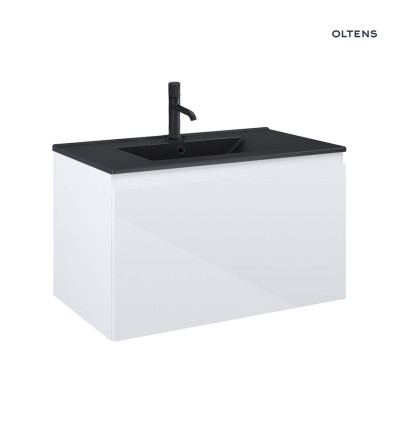Zestaw umywalka z szafką 80 cm czarny mat/biały połysk Vernal Oltens (68015000)