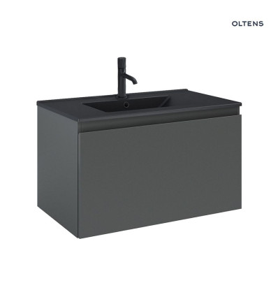 Zestaw umywalka z szafką 80 cm czarny mat/grafit mat Vernal Oltens (68015400)