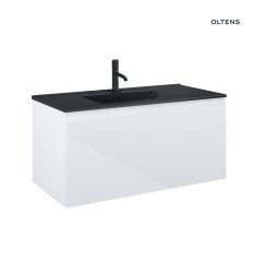 Zestaw umywalka z szafką 100 cm czarny mat/biały połysk Vernal Oltens (68017000)