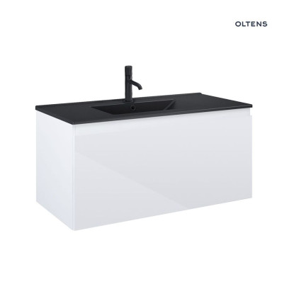 Zestaw umywalka z szafką 100 cm czarny mat/biały połysk Vernal Oltens (68017000)