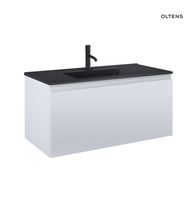 Zestaw umywalka z szafką 100 cm czarny mat/szary mat Vernal Oltens (68017700)