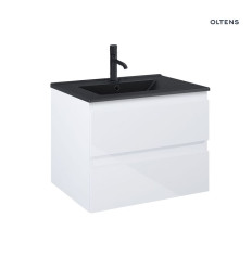 Zestaw umywalka z szafką 60 cm czarny mat/biały połysk Vernal Oltens (68036000)