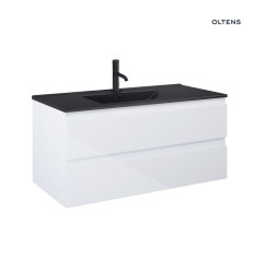 Zestaw umywalka z szafką 100 cm czarny mat/biały połysk Vernal Oltens (68038000)