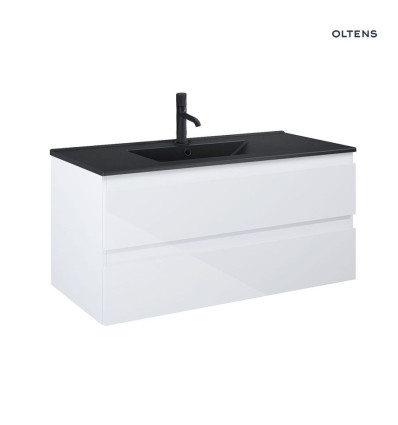 Zestaw umywalka z szafką 100 cm czarny mat/biały połysk Vernal Oltens (68038000)