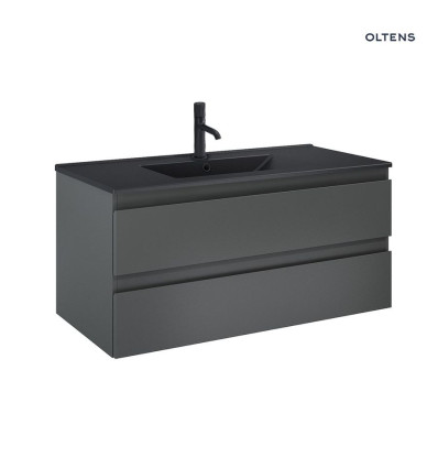 Zestaw umywalka z szafką 100 cm czarny mat/grafit mat Vernal Oltens (68038400)
