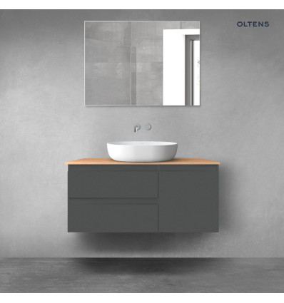 Zestaw mebli łazienkowych 100 cm z blatem grafit mat/dąb Vernal Oltens (68203400)