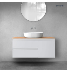 Zestaw mebli łazienkowych 100 cm z blatem szary mat/dąb Vernal Oltens (68203700)