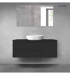 Zestaw mebli łazienkowych 120 cm z blatem czarny mat Vernal Oltens (68208300)