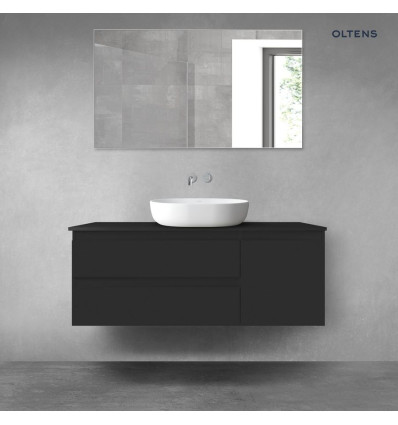 Zestaw mebli łazienkowych 120 cm z blatem czarny mat Vernal Oltens (68208300)