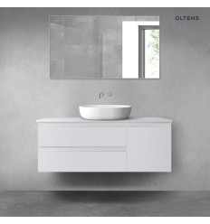 Zestaw mebli łazienkowych 120 cm z blatem szary mat Vernal Oltens (68209700)