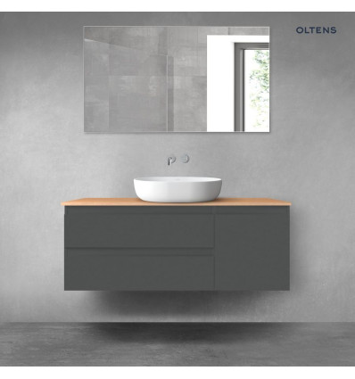 Zestaw mebli łazienkowych 120 cm z blatem grafit mat/dąb Vernal Oltens (68210400)