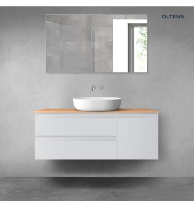 Zestaw mebli łazienkowych 120 cm z blatem szary mat/dąb Vernal Oltens (68210700)