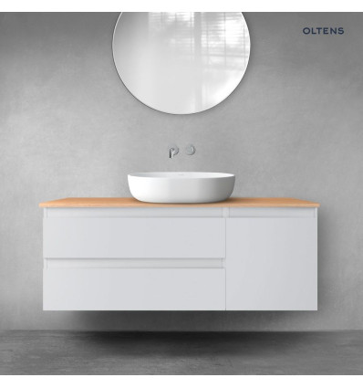 Zestaw mebli łazienkowych 120 cm z blatem szary mat/dąb Vernal Oltens (68211700)