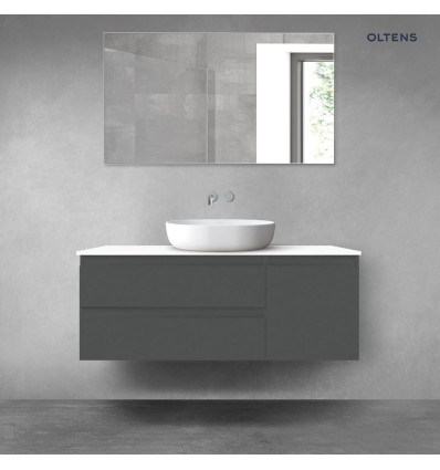Zestaw mebli łazienkowych 120 cm z blatem grafit mat/biały połysk Vernal Oltens (68212400)