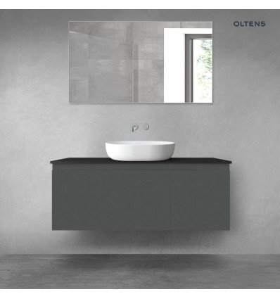 Zestaw mebli łazienkowych 120 cm z blatem grafit mat/czarny mat Vernal Oltens (68256400)