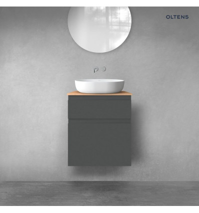 Zestaw mebli łazienkowych 60 cm z blatem grafit mat/dąb Vernal Oltens (68222400)