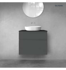 Zestaw mebli łazienkowych 80 cm z blatem grafit mat/czarny mat Vernal Oltens (68231400)