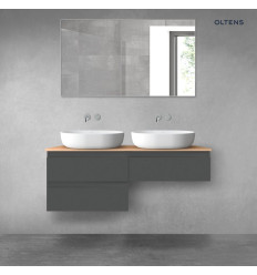 Zestaw mebli łazienkowych 120 cm z blatem grafit mat/dąb Vernal Oltens (68235400)
