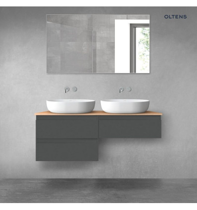 Zestaw mebli łazienkowych 120 cm z blatem grafit mat/dąb Vernal Oltens (68235400)