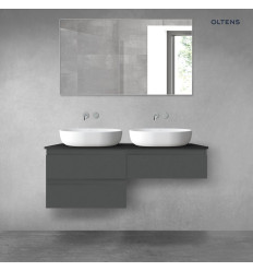 Zestaw mebli łazienkowych 120 cm z blatem grafit mat/czarny mat Vernal Oltens (68237400)