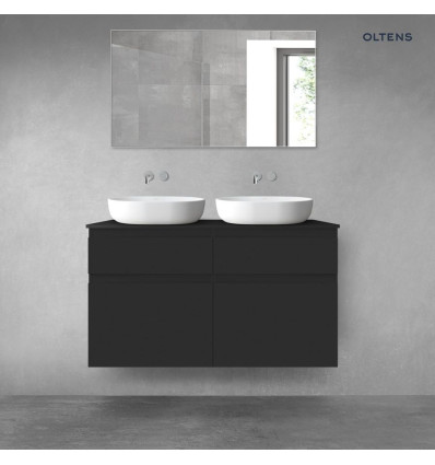 Zestaw mebli łazienkowych 120 cm z blatem czarny mat Vernal Oltens (68300300)