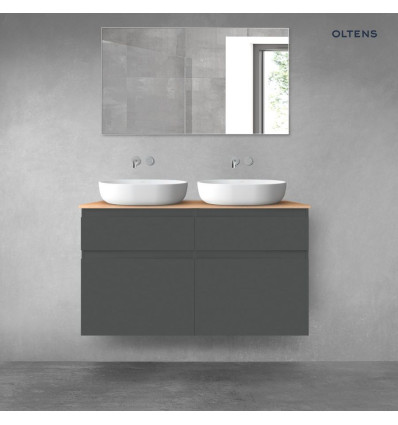 Zestaw mebli łazienkowych 120 cm z blatem grafit mat/dąb Vernal Oltens (68301400)