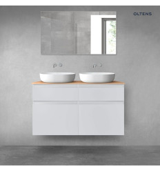 Zestaw mebli łazienkowych 120 cm z blatem szary mat/dąb Vernal Oltens (68301700)