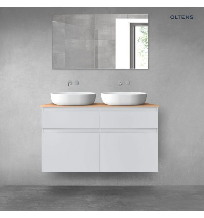 Zestaw mebli łazienkowych 120 cm z blatem szary mat/dąb Vernal Oltens (68301700)