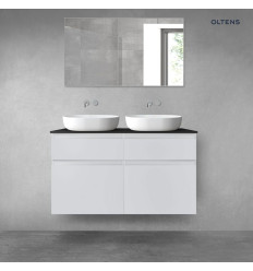 Zestaw mebli łazienkowych 120 cm z blatem szary mat/czarny mat Vernal Oltens (68303700)