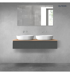 Zestaw mebli łazienkowych 120 cm z blatem grafit mat/dąb Vernal Oltens (68239400)