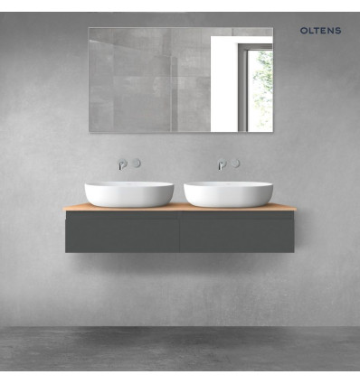 Zestaw mebli łazienkowych 120 cm z blatem grafit mat/dąb Vernal Oltens (68239400)