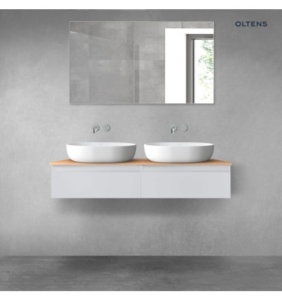 Zestaw mebli łazienkowych 120 cm z blatem szary mat/dąb Vernal Oltens (68239700)