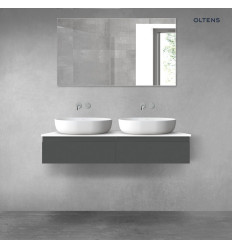 Zestaw mebli łazienkowych 120 cm z blatem grafit mat/biały połysk Vernal Oltens (68240400)