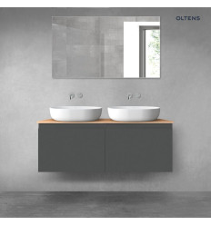 Zestaw mebli łazienkowych 120 cm z blatem grafit mat/dąb Vernal Oltens (68244400)