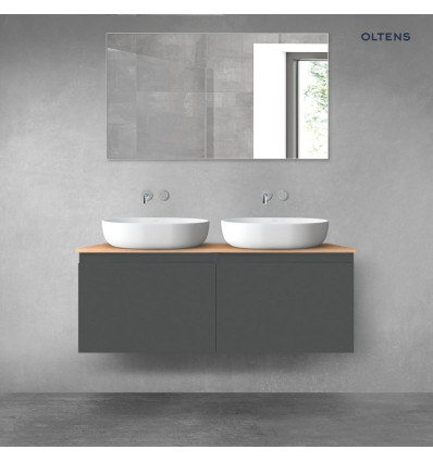 Zestaw mebli łazienkowych 120 cm z blatem grafit mat/dąb Vernal Oltens (68244400)
