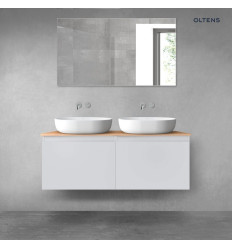 Zestaw mebli łazienkowych 120 cm z blatem szary mat/dąb Vernal Oltens (68244700)