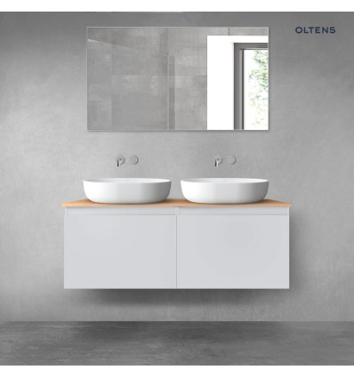 Zestaw mebli łazienkowych 120 cm z blatem szary mat/dąb Vernal Oltens (68244700)