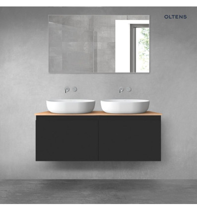 Zestaw mebli łazienkowych 120 cm czarny mat/dąb Vernal Oltens (68244300)