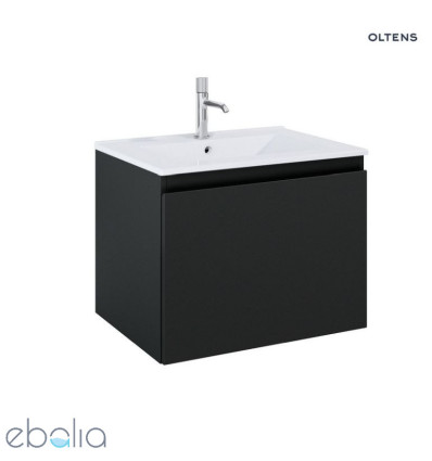 Zestaw umywalka z szafką 60 cm biały połysk/czarny mat Vernal Oltens (68012300)