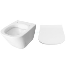 Miska WC podwieszana Rimless Square Compacto z deską wolnoopadającą SLIM (zestaw) Roca (A34H473000)