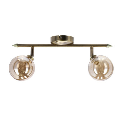 Rodia lampa sufitowa listwa patynowy 2x40w g9 klosz bursztynowy Candellux (92-16539)