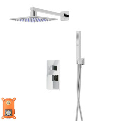 Zestaw prysznicowy Ango chrom z deszczownicą LED, baterią i słuchawką Corsan (ZALEDMCH)