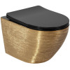 Misa WC bezrantowa z deską Carlo Mini Gold Brush/Black Rea (REA-C3300)